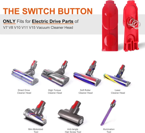 Vista 2 de Varita de Extensión/Pestillo de Clip de Cabezal Limpiador Botón de Lengüeta Compatible con Dyson V7 V8 V10 V11 V15 Partes de Transmisión Eléctrica