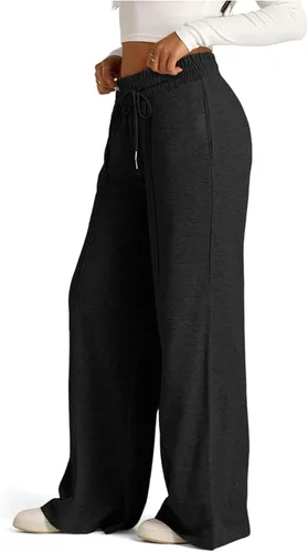 Vista 4 de YMADREIG Pantalones deportivos de pierna ancha para mujer, con cordón elástico, cintura alta, holgados, casuales, para entrenamiento, con bolsillos