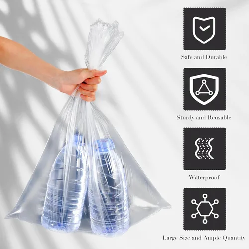 Vista 3 de Yeaqee 100 bolsas grandes de plástico transparente, bolsas de polietileno, embalaje de plástico, palomitas de maíz planas grandes para masa de pan