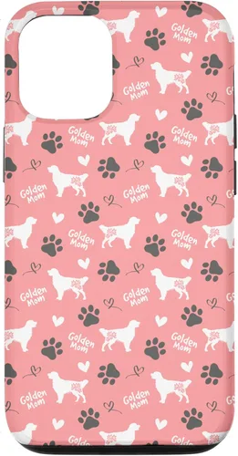 Vista 28 de Golden Retriever - Carcasa para iPhone 17, diseño de mamá y perro, diseño floral, color rosa