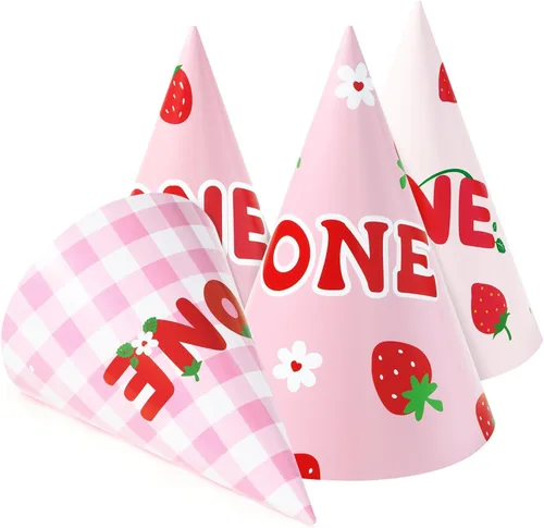 Vista 18 de WERNNSAI 12 Pcs Birthday Party Hats Assorted Themes Cone Paper Headbands Multiple Styles, Easy to Assemble with Elastic Strings, Kids Birthday