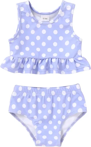 Vista 12 de YOUNGER TREE Traje de baño de verano para niñas pequeñas, sin mangas, traje de baño a rayas, traje de dos piezas, bikini