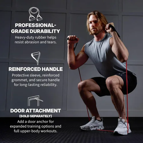 Vista 3 de SPRI Xertube Resistance Bands with Handles – All Exercise Cords Sold Separately with Home Gym Workout Fitness Door Anchor Attachment Option