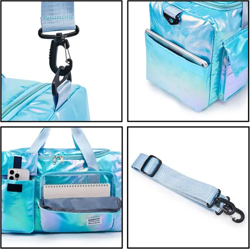 Vista 76 de Pequeña bolsa de gimnasio para mujer, bolsa de viaje con compartimento para zapatos