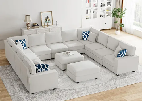 Vista 17 de Legend Vansen - Sofá seccional modular en forma de U con otomano, sofá de esquina reversible moderno para sala de estar (Antracita, 2+3 con otomano)