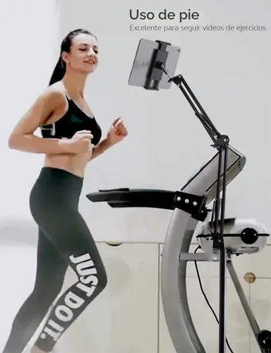 Vista 4 de BluuSuuk Soporte para Tablet en Piso con Base de Doble Peso, Montura para Cama y Teléfono con Brazo Ajustable y Extensible, Compatible con iPad Mini