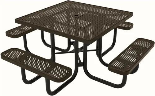 Vista 104 de COATEDOUTDOORFURNITURE Mesa de picnic cuadrada de 46 pulgadas, expandida, color negro