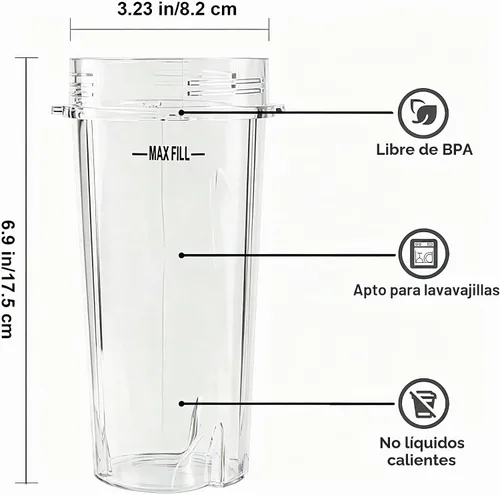 Vista 3 de Vasos de licuadora aptos para Ninja, piezas de repuesto de vasos de 16 onzas con tapas, accesorios de licuadora compatibles con Nutri Ninja Auto IQ