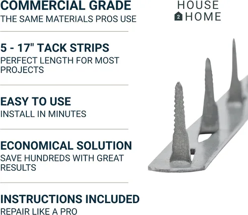 Vista 2 de House2Home Tiras metálicas para tapicería de 17 pulgadas, suministros de tapicería de tela para muebles, sofá, silla y sofá, incluye instrucciones