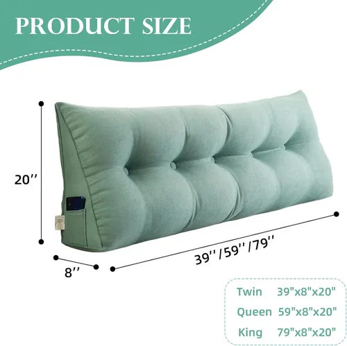Vista 2 de Almohada triangular para cabecero individual, almohada de cama de cuña para respaldo, almohada de lectura, respaldo de posicionamiento de apoyo