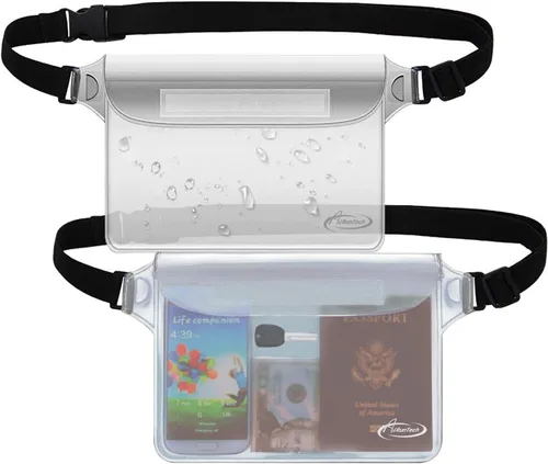 Vista 8 de AiRunTech Bolsa impermeable con correa para la cintura (paquete de 2) Accesorios de playa, la mejor manera de mantener tu teléfono y objetos