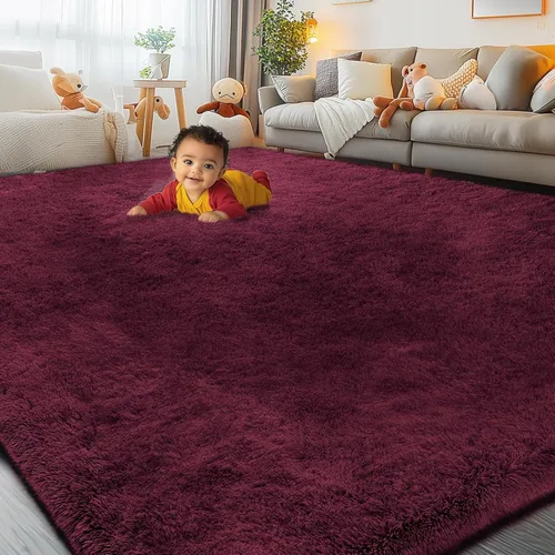 Vista 70 de Alfombras pequeñas de 2 x 3 pies, alfombra negra para dormitorio, alfombra moderna de pelo largo, alfombra pequeña, alfombra de noche esponjosa