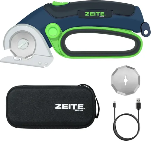 Vista 11 de ZEITE Tijeras eléctricas inalámbricas de 4 V con 2 cuchillas, 1 estuche de almacenamiento, 1 cable de carga USB, cortador giratorio para caja