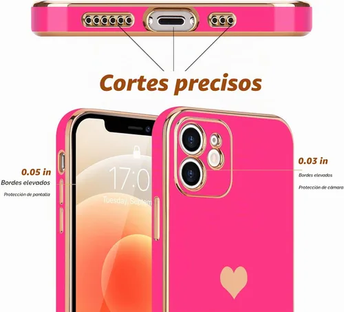 Vista 2 de Teageo Funda compatible con iPhone 12 para mujeres y niñas, diseño de Rosa fuerte