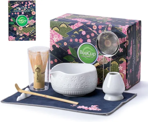 Vista 9 de Buucup Juego de batidor de matcha, kit de matcha de cerámica que incluye cuenco matcha, batidor y soporte, cuchara de bambú, soporte para cucharada