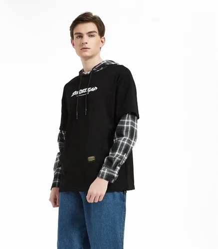 Vista 5 de GURUNVANI Japan Style Patchwork Hoodies Men Characters Streetwear Hoodie Men Sweatshirt