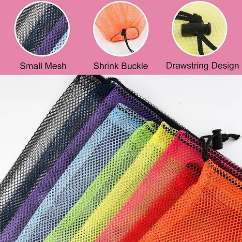 Vista 3 de PLULON Bolsa de malla con cordón, bolsa de almacenamiento de malla con cordón, bolsa de lavandería para gimnasio, nailon para almacenamiento, viajes