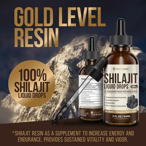 Vista 8 de Gotas líquidas Shilajit del Himalaya, 1000 mg de energía e inmunidad con más de 85 oligoelementos y ácido fúlvico, suplemento de fuerza, vitalidad