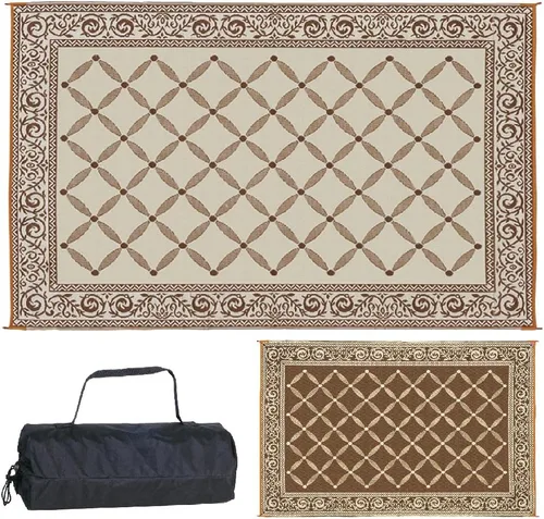 Vista 13 de Estera reversible Reversible Mats 119127, color marrón/beige de 9 x12 pies, Beige