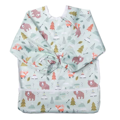 Vista 24 de Babero Camisa de manga larga con bolsillo para bebés de 1 a 3 años (Animal Forest)