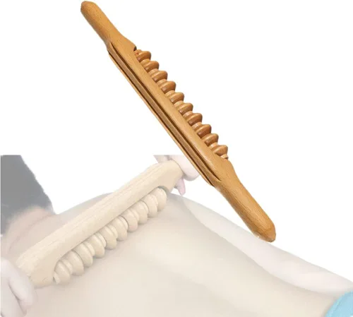 Vista 12 de Herramientas de masaje de madera Gua Sha, herramienta de paleta de drenaje linfático de 10 cuentas, herramienta de masaje de mano para esculpir