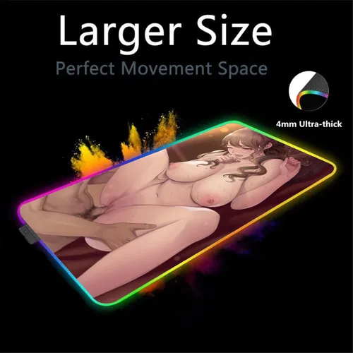 Vista 2 de Mouse Pads Sexy Anime Girl Mousepad Gamer Led RGB Mause Pad Game Mats Computer Accessories Desk Mat Deskmat Gaming XXL 31.49 inch x12 inch