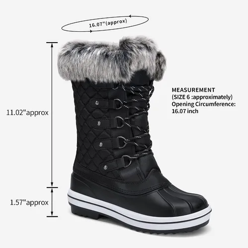 Vista 6 de VEPOSE Botas de nieve impermeables para mujer Calzado a media pantorrilla de agujetas con pieles