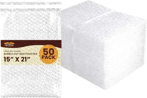 Vista 9 de The Boxery Bolsas de burbujas autoadhesivas transparentes de 3 x 5 pulgadas, paquete de 50