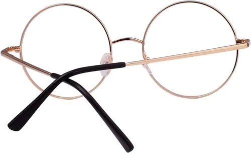 Vista 5 de Agstum Marco de gafas retro redondo de metal sin receta con lente transparente de resorte