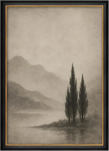Vista 11 de MUDECOR Lienzo enmarcado prémium para pared, pinos nevados en bosque de invierno, ilustraciones modernas, arte contemporáneo, escénico, divertido