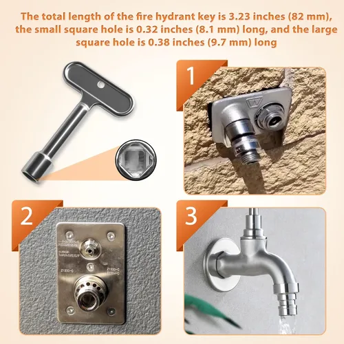 Vista 6 de P1300-PART-13-KEY Llave de hidrante de incendios, llave de espita de agua para grifos de hidrante de pared, válvulas de manguera y válvulas