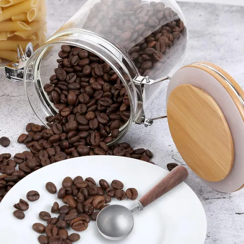 Vista 5 de Easyworkz Cuchara de café retro de acero inoxidable con mango de nogal negro, 10 g - Cuchara medidora
