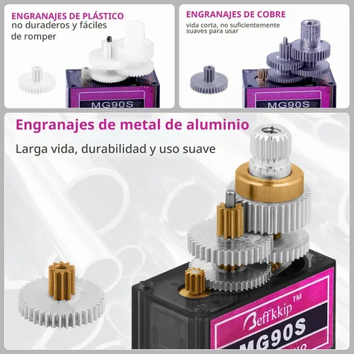 Vista 3 de 2 piezas MG90S 9g Micro Servo Motor Metal Gear para RC Robot Coche Avión Helicóptero Mini Servos para Arduino Proyecto Compact 9g servos with