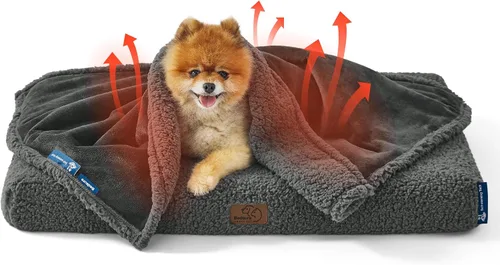 Vista 31 de Bedsure - Mantas impermeables para perros pequeños - Manta de felpa de sherpa con impresión suave lavable para perros y gatos, protector de muebles