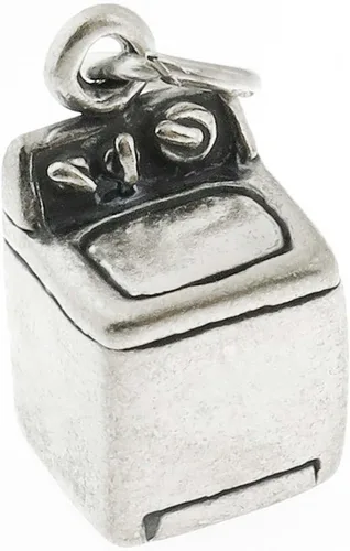 Vista 2 de Lavadora Lavadora Lavandería 3D 925 Plata Esterlina Colgante Pulsera Joyería Fabricación Suministro, Plata esterlina, No es una piedra preciosa