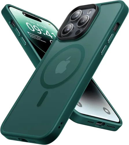Vista 11 de Funda para iPhone 14 Pro Max, protección contra caídas de grado militar, compatible con MagSafe, fuerte magnético a prueba de golpes, translúcido