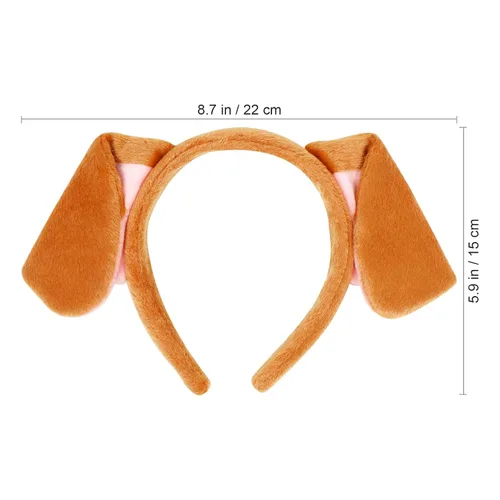 Vista 9 de Diadema de orejas de perro marrones para mujer, aro de pelo de dibujos animados, accesorios para el cabello para niñas, Pascua, Halloween, Navidad