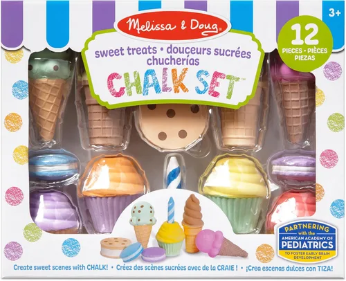Vista 6 de Melissa & Doug Juego de tiza para helados y pasteles para niños, tiza de banqueta para niños de 3 años en adelante