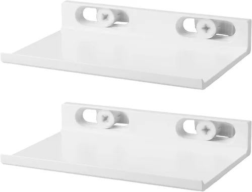 Vista 8 de Paquete de 2 estantes flotantes para paneles de listones de madera Blanco