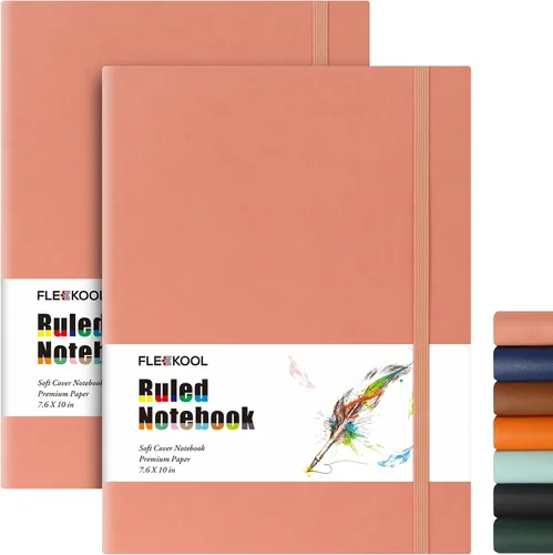 Vista 12 de Diarios de negocios, paquete de 2 cuadernos B5 de rayas universitarias de tapa suave grande con papel rayado grueso de 100gsm, 376 páginas