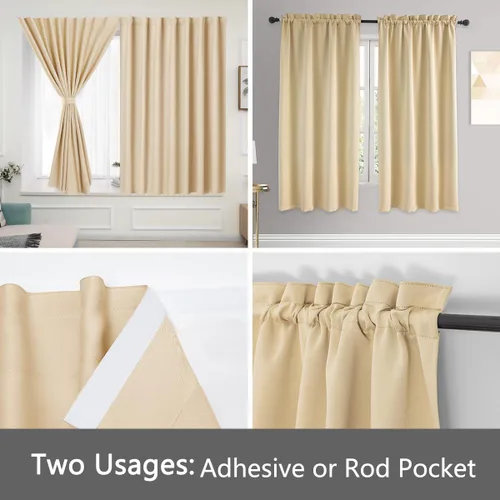 Vista 4 de Muamar Cortinas opacas sin taladro, paneles de cortina para ventana fáciles de instalar, juego de 2 paneles de cortinas portátiles para dormitorio