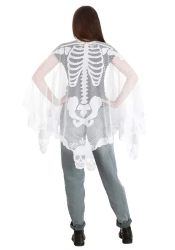 Vista 2 de Poncho de Disfraz de Esqueleto Transparente para Adultos Multicolor
