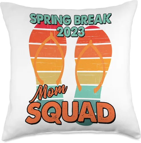 Vista 4 de Spring Break 2023 Mom Squad Beach Vintage Cool Flip Flops Throw Pillow