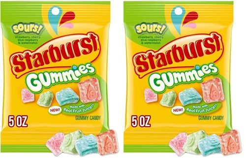 Vista 9 de STARBURST Sour Gummies Candy, bolsa de caramelos de gomitas ácidas, 5 onzas