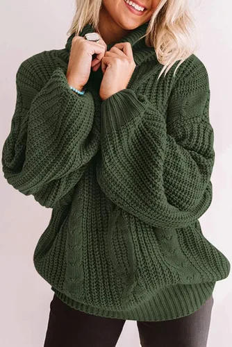 Vista 2 de ZESICA Women's 2023 Fall Long Sleeve Turtleneck Chunky Knit Loose Oversized Sweater Pullover Jumper Tops