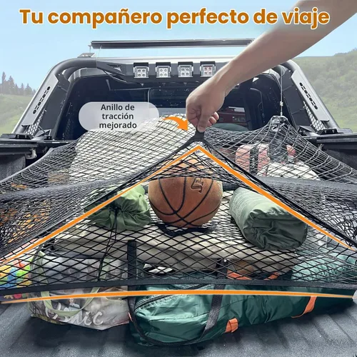 Vista 2 de Organizador de cama de camión de doble capa, malla de carga elástica