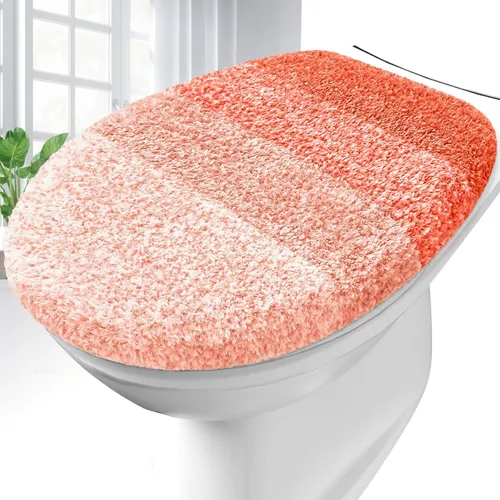 Vista 17 de OLANLY Funda de asiento de inodoro de microfibra suave para baño, cubiertas de asiento lavables a máquina, 17.5x15 pulgadas, con respaldo de goma