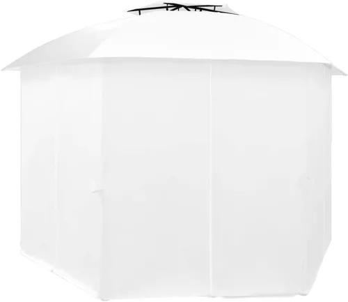 Vista 3 de Tienda de campaña para fiestas al aire libre, boda, patio, kiosco, jardín, marquesina con cortinas de 141.7 x 122.8 x 104.3 pulgadas, blanco, 0.6