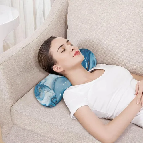 Vista 5 de Abstract Blue White Marble Cervical Neck Roll Pillow - Bolster Memory Foam Pillow for Neck Pain Relief, 5.5 x 17 Inch Cylinder Pillow, Perfect