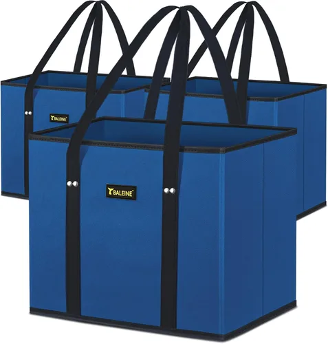 Vista 29 de BALEINE 1 paquete de bolsas reutilizables para comestibles, bolsas de compras plegables para comestibles con parte inferior reforzada y asas Follaje